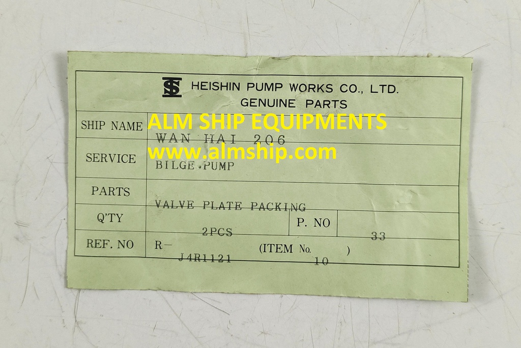 HEISHIN PUMP VALVE PLATE PACKING HP-3A