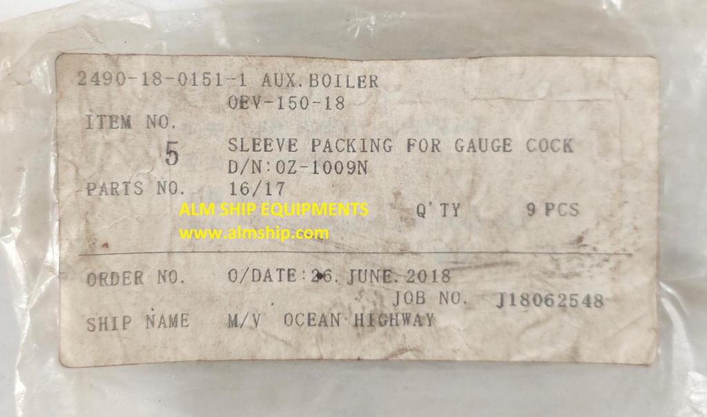 SLEEVE PACKING FOR GAUGE COCK