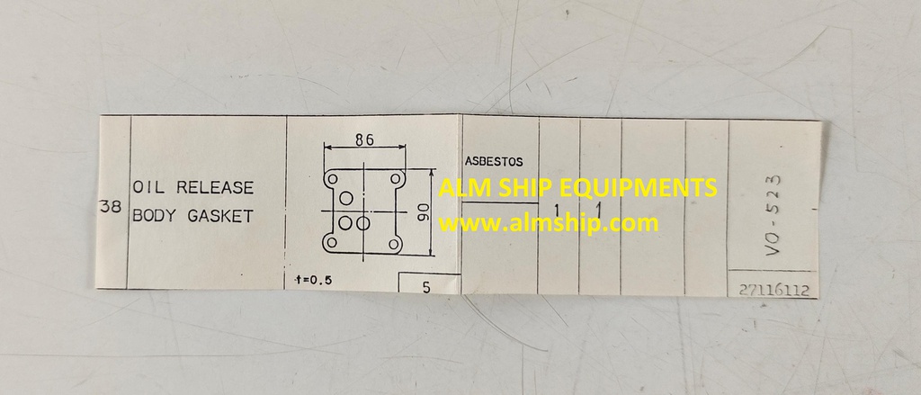 TANABE H-73/H-74 OIL RELEASE BODY GASKET
