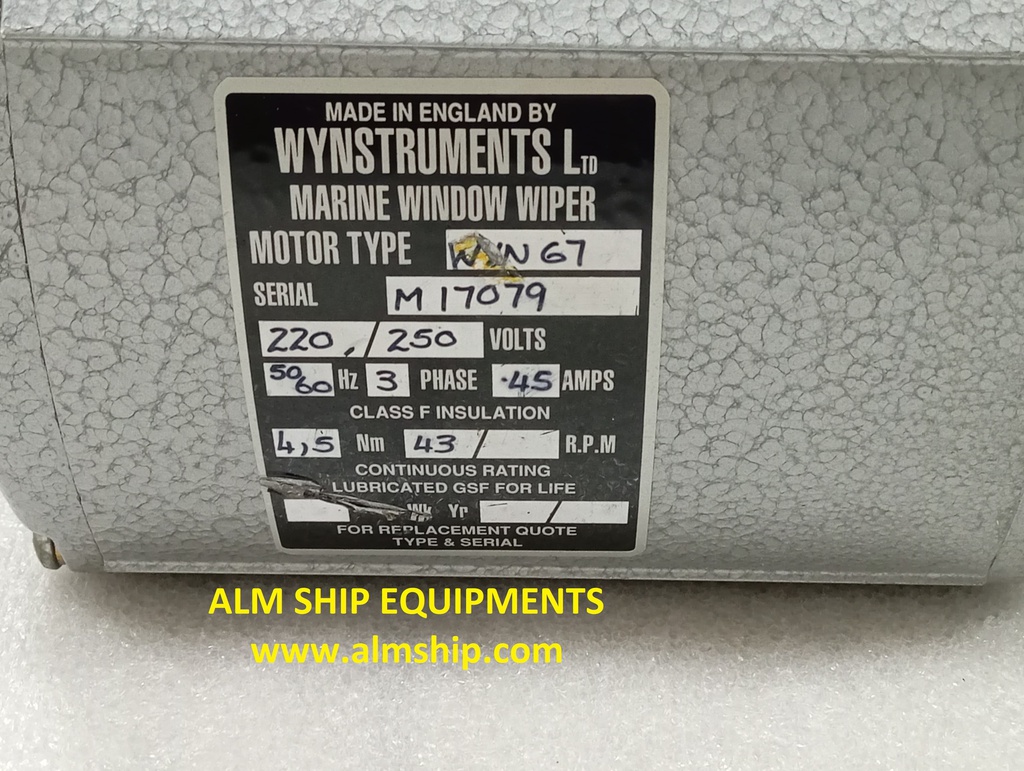 WIPER MOTOR WITH GEAR BOX / CONTROL BOX/ WYNSTRUMENTS/ WYN 67