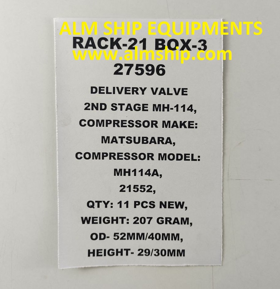 DELIVERY VALVE 2ND STAGE MH-114 MATSUBARA MH114A