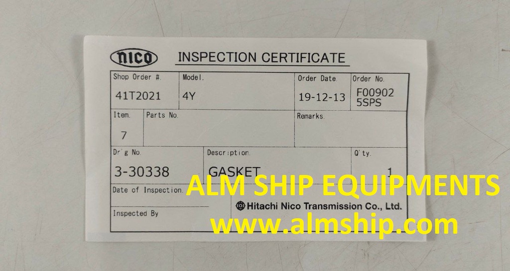 TWIN DISC GASKET P/N: 3-30338