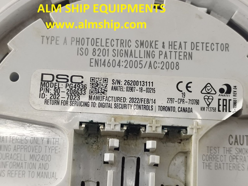 PHOTOELECTRIC. SMOKE &amp; HEAT DETECTOR WITH BASE DSC- PG4936