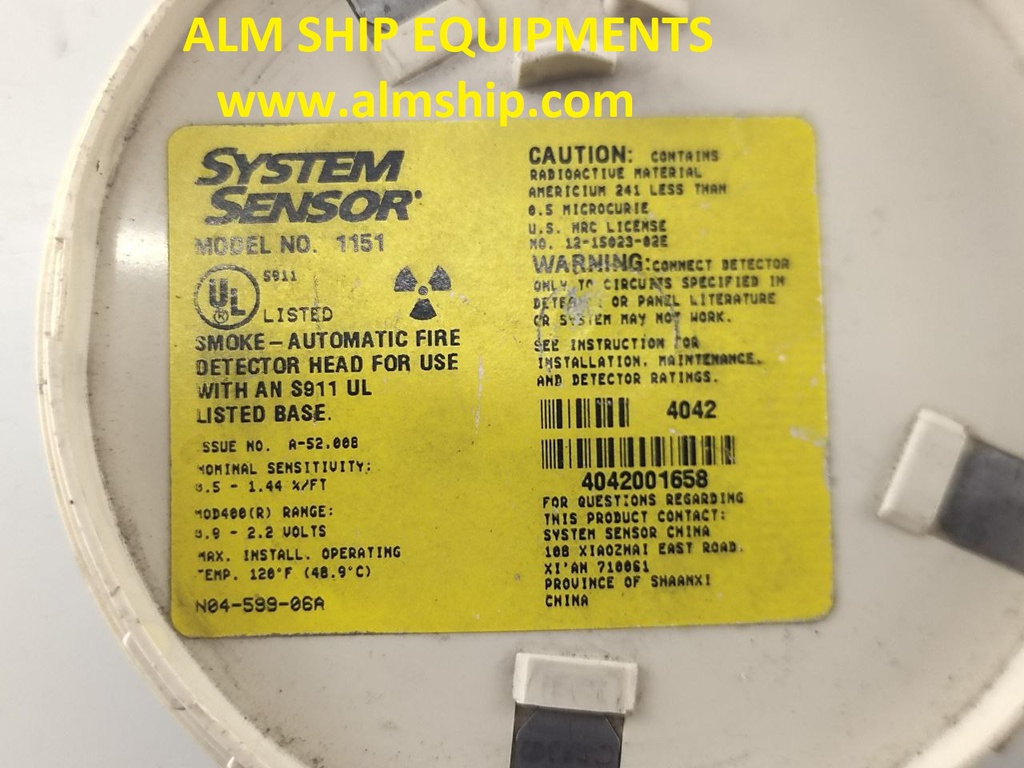 SMOKE DETECTOR SYSTEM SENSOR-1151