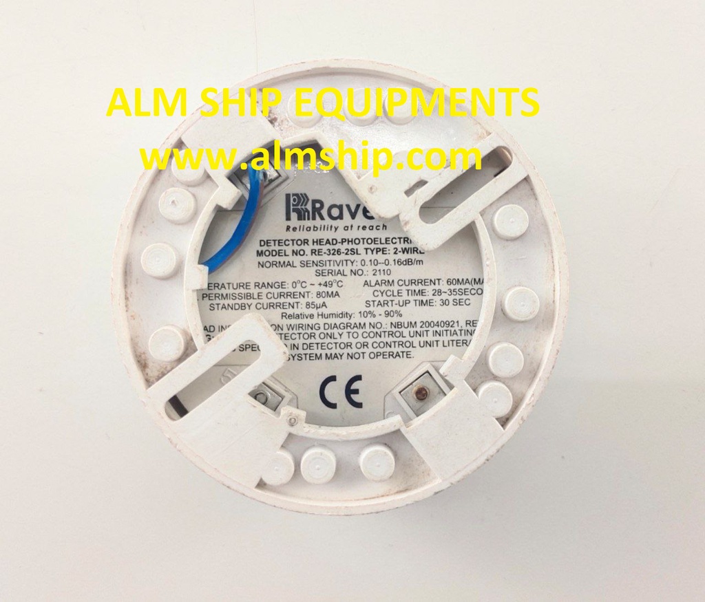 SMOKE DETECTOR HEAD-PHOTOELECTRIC WITH-BASE RAVEL RE-326-2SL