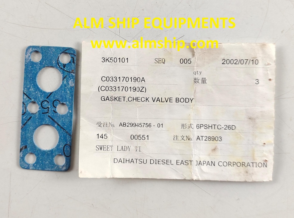 DAIHATSU GASKET CHECK VALVE BODY DK-20