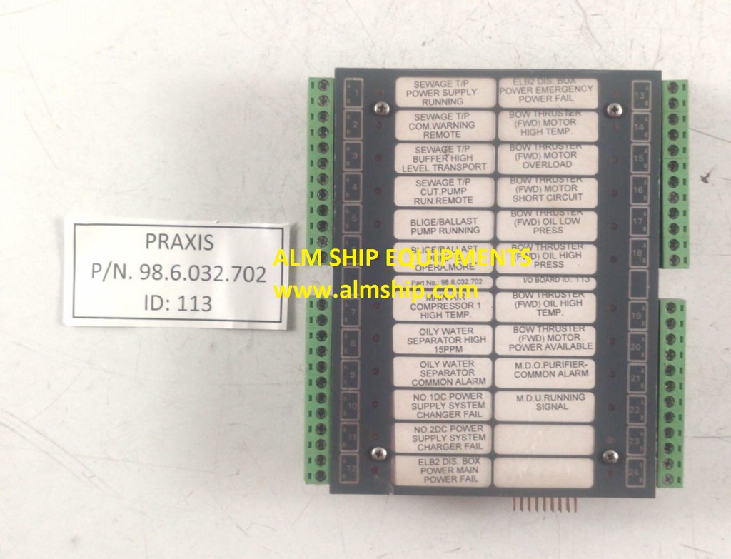 Praxis 98.6.032.702 Processor Board Rev DA Id 113