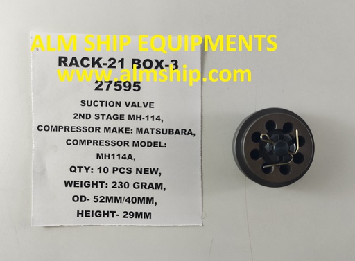 SUCTION VALVE 2ND STAGE MH-114 MATSUBARA MH114A