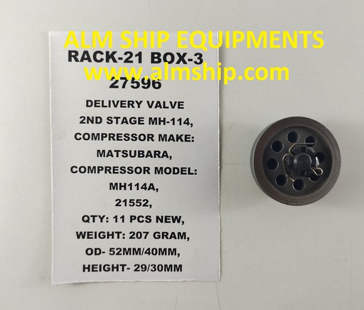 DELIVERY VALVE 2ND STAGE MH-114 MATSUBARA MH114A