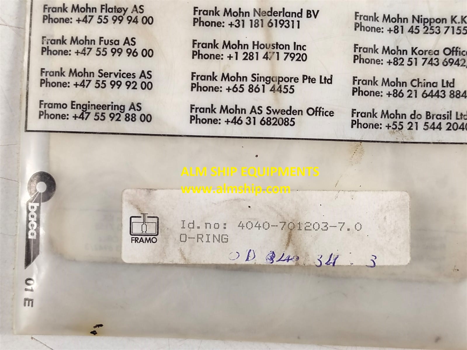 O-Ring Pn 739 Id 1001 & 4040-701203-7.0 For Framo