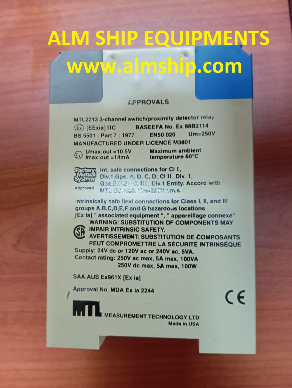 Switch / Proximity Detector Relay/  MTL-2213 3-Channel/ Measurement Technology Ltd
