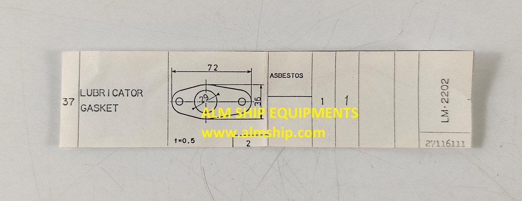 TANABE H-73/H-74 LUBRICATOR GASKET