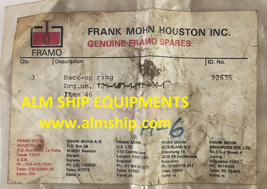 FRAMO BACK-UP RING 92635 125-133-1/125-50-1