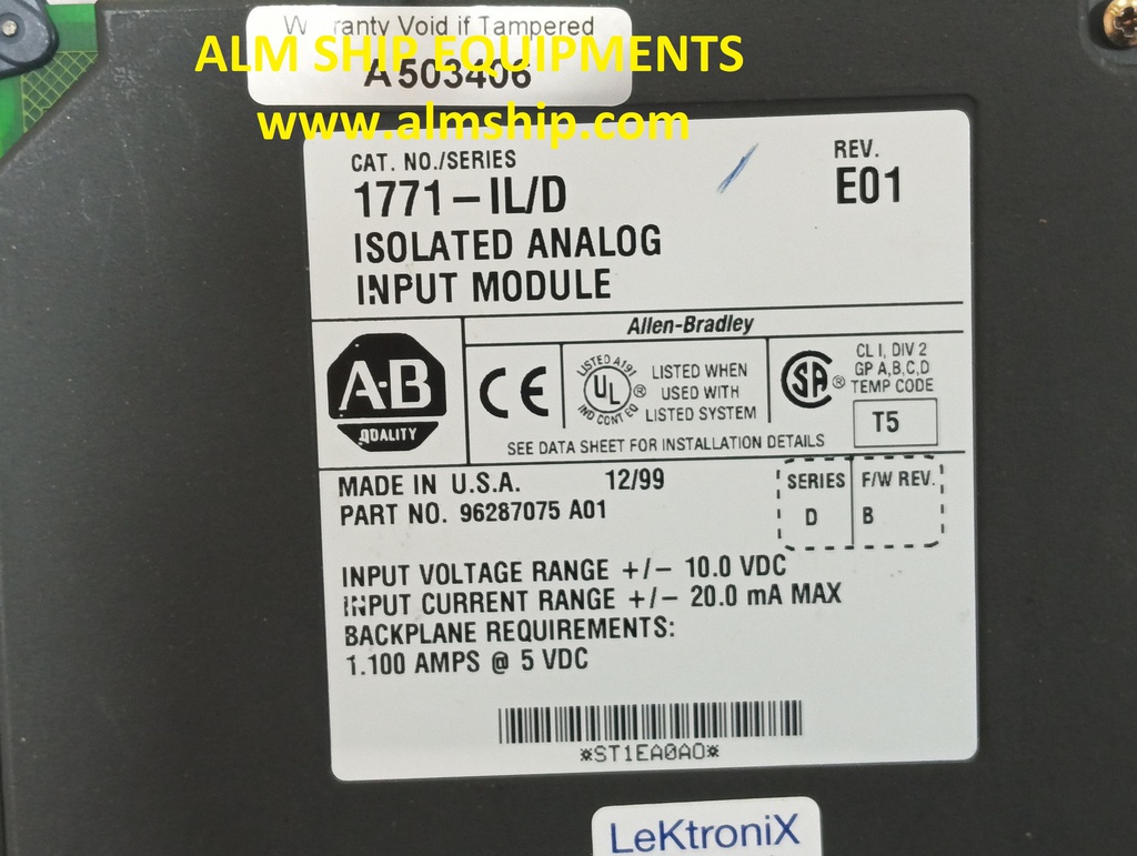 ISOLATED ANALOG INPUT MODULE/  Allen Bradley
