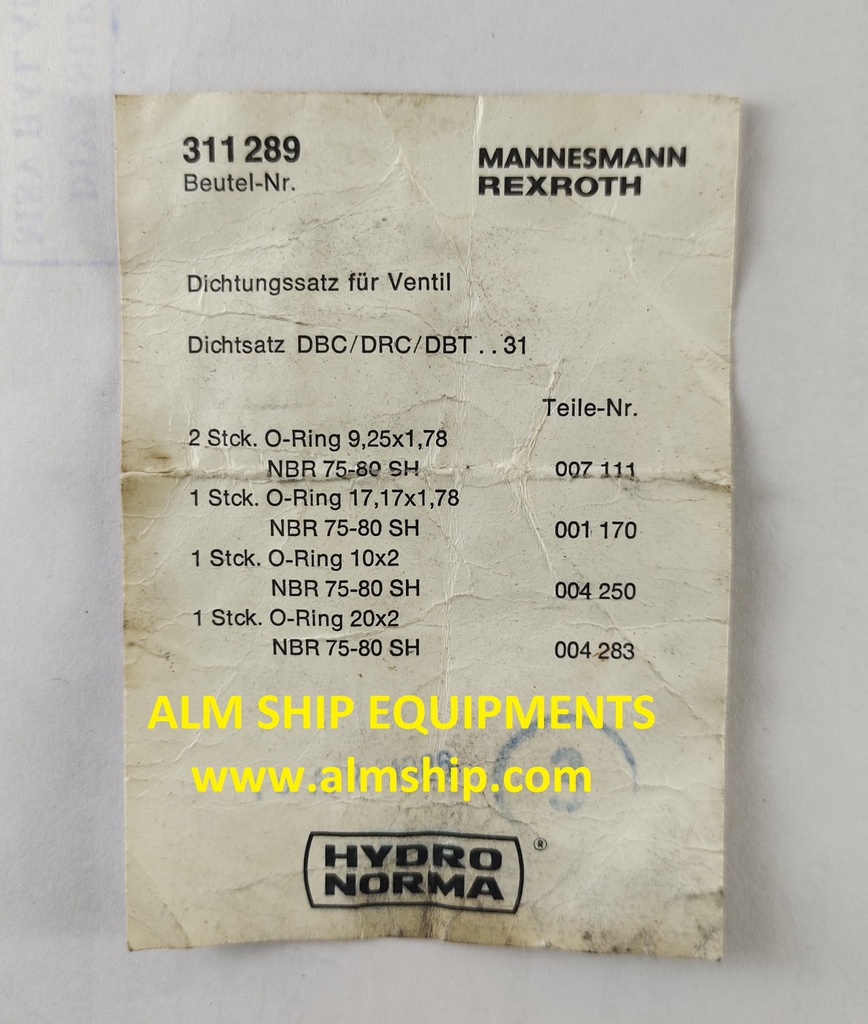 MANNESMANN REXROTH O-RING 311289