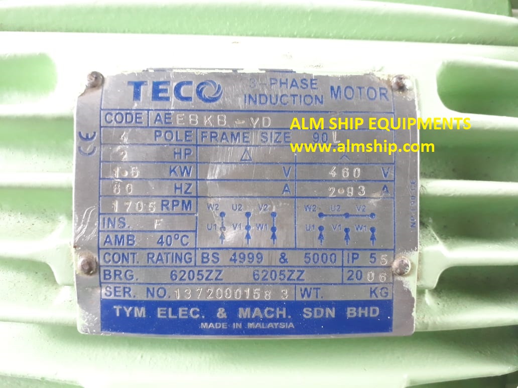 TECO 3-PHASE INDUCTION MOTOR (1 PCS 24787  HP-2A MA  SE)