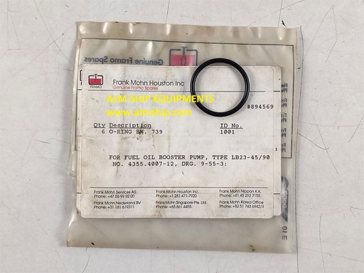 O-Ring Pn 739 Id 1001 & 4040-701203-7.0 For Framo