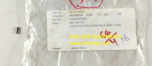 HAMWORTHY 2TF5/2TF54 2ND STAGE DEL VALVE LOCATING PIN